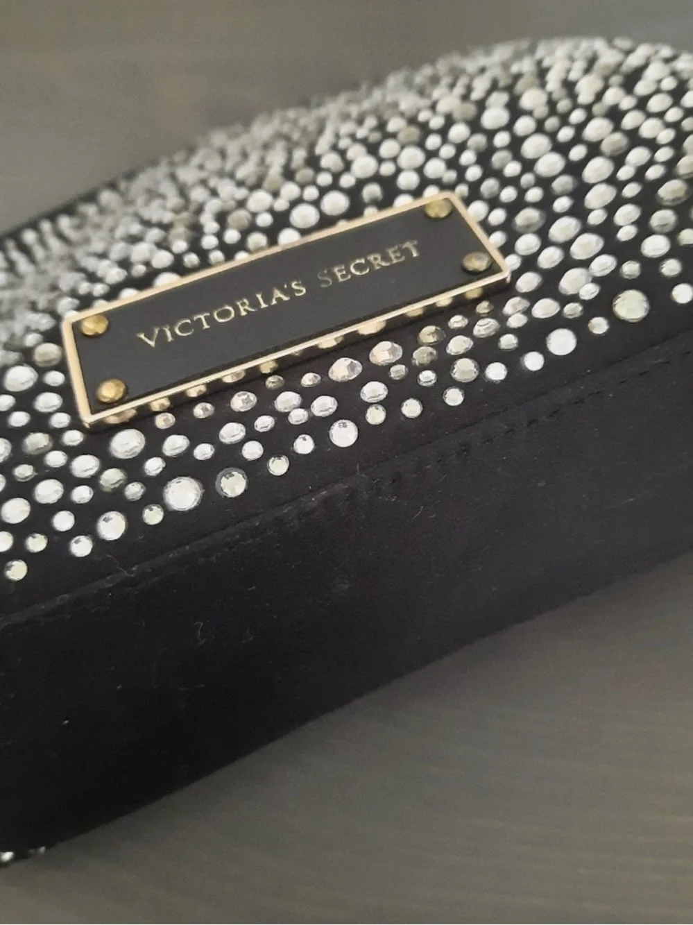 Victoria's Secret Black Crystal-Embellished Cosmetic Case